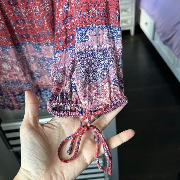 Boho Tapestry Print Peasant Blouse - Picture 8 of 11